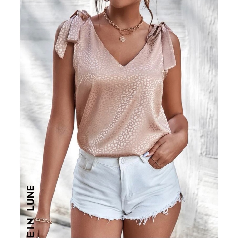 Dalmatian Jacquard Tie Shoulder Satin Blouse